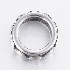 304ステンレススチールリンクリング  リング  アンティークシルバー  10x3mm  穴：6mm&nbsp;STAS-F150-077AS