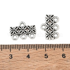 チベットスタイル亜鉛合金シャンデリアコンポーネントのリンク  花  アンティークシルバー  11.5x16x2mm  穴：1.6mm&nbsp;PALLOY-WH0088-15AS