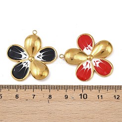 304ステンレススチールエナメルペンダント  花  ゴールドカラー  ミックスカラー  33x31x3.5mm  穴：1.8mm&nbsp;STAS-Z172-01G