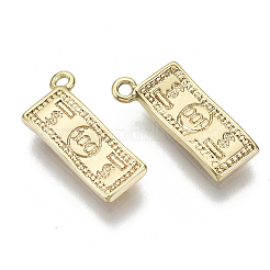 真鍮製チャーム  ニッケルフリー  100ドル紙幣  ゴールドカラー  14~15x7x2mm  穴：0.9~1.2mm&nbsp;LS-X-KK-N232-66-NF
