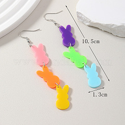 女性用ファッションのイースターバニーアクリルダングルイヤリング  ミックスカラー  105x13mm&nbsp;FF4277