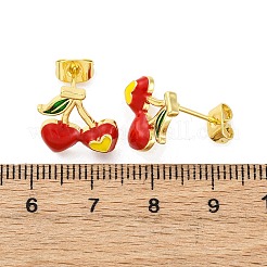 Cherry Brass Stud Earrings&nbsp;EJEW-H158-03G