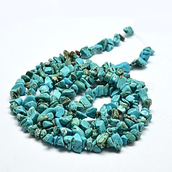 チップ合成ターコイズビーズ連売り  染め  ダークターコイズ  5~8x5~8mm  穴：1mm  34インチ&nbsp;X-G-N0134-08A