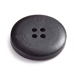 天然木製ボタン  染め  4の穴  フラットラウンド  ココナッツブラウン  25x4.5mm  穴：1.8mm&nbsp;BUTT-WH0015-03B-25mm