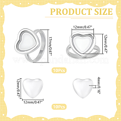 DIY 304 Stainless Steel Heart Finger Rings Making Kits&nbsp;STAS-HY0001-96