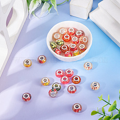 30Pcs Printed Transparent Resin European Beads&nbsp;RESI-TADJ0001-03J