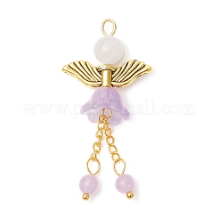 8Pcs 8 Colors Natural Dyed Malaysia Jade & Glass Beaded Angel Pendants&nbsp;PALLOY-JF03986