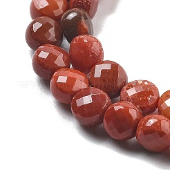 天然赤瑪瑙（染色・加熱）ビーズ連売り  多面カット  フラットラウンド  5~5.5x3~3.5mm  穴：0.8~1mm  約80~81個/連  15.16~15.24インチ（38.5~38.7cm）&nbsp;G-C179-A26-01