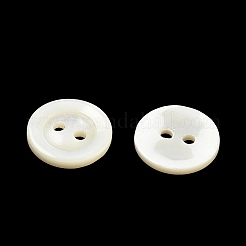 天然の貝ボタン  ヴィンテージ風の縁取りが施された2つ穴のフラットラウンドボタン  貝殻色  12.5x2mm  穴：1.8mm&nbsp;SH-CBA5C5E-03