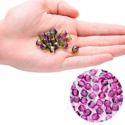 ツートン透明なスプレープリントアクリルビーズ  ポリゴン  ミックスカラー  7.5x8x8mm  穴：1.8mm  約1690個/500g&nbsp;ACRP-T005-26-M