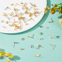 60Pcs 2 Colors 201 Stainless Steel Stud Earring Findings with Hole&nbsp;EJEW-BBC0002-15
