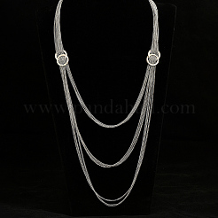 Iron Metallic layered Chain Tassel Long Necklaces with Double Clasp Decor&nbsp;IV6162-2