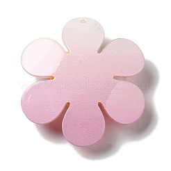 グリッターパウダー入りアクリルビッグペンダント  笑顔のツートンカラーの花  ピンク  52x48x14.5mm  穴：2mm&nbsp;MACR-M023-03B