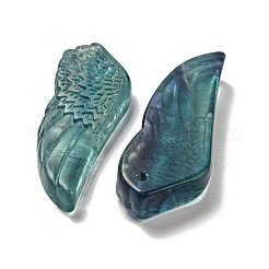 混合天然石ペンダント  彫刻された翼のチャーム  56~59x19~22x7~10.5mm  穴：1.3mm&nbsp;G-M417-05