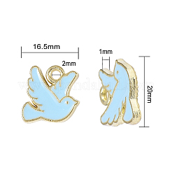80本4色亜鉛合金エナメルチャーム  ピジョン  ライトゴールド  ミックスカラー  10.5x10.5x1.5mm  穴：1.5mm  20個/カラー&nbsp;PALLOY-CJ0001-151