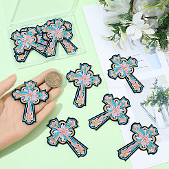 コンピューター刺繍布粘着パッチ10枚  パッチにこだわる  マスクと衣装のアクセサリー  アップリケ  クロス  73x55x2mm&nbsp;DIY-GF0011-73A