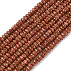 合成ゴールドストーン金砂石ビーズ連売り  ロンデル  4.5x2.5mm  穴：0.8~1mm  約166個/連  14.96インチ（38cm）&nbsp;G-K343-C52-01B