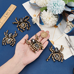 ガラスのラインストーンビーズをハートのパッチに縫い付けます  刺繍目のアップリケ  バッジ  クモ  70~75x60~68x8~8.5mm&nbsp;PATC-WH0010-57