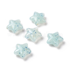 ポイント模様ビーズ付き不透明アクリル  スター  ライトブルー  19x20x8.5mm  穴：2mm&nbsp;OACR-G010-02D