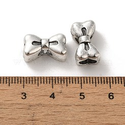 チベット風合金ビーズ  カドミウムフリー＆鉛フリー  蝶結び  アンティークシルバー  9x15.5x6.5mm  穴：4x6mm  約454個/1000g&nbsp;PALLOY-P302-11D-AS