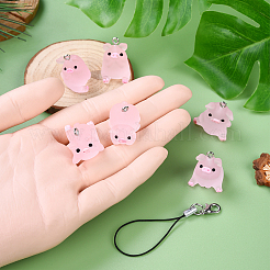 DIY Translucent Resin Pig Mobile Phone Strap Making Kits&nbsp;DIY-YW0011-16C