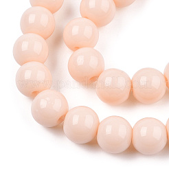 オペークソリッドカラーガラスビーズ連売り  ラウンド  桃パフ  8~8.5mm  穴：1.5mm  約51~53個/連  14.96インチ〜15.55インチ（38~39.7cm）&nbsp;LS-GLAA-T032-P8mm-09