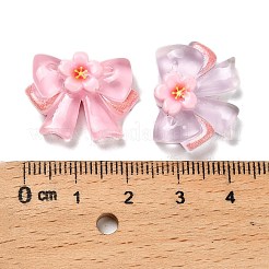 クリア樹脂カボション  花とちょう結び  ミックスカラー  17x22.5x6.5mm&nbsp;RESI-I068-10