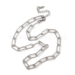304 Stainless Steel Textured Paperclip Chain Necklaces for Women Men&nbsp;NJEW-A052-01P