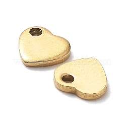 イオンプレーティング（IP）304ステンレススチールチャーム  空白タグのスタンプ  ハート  ゴールドカラー  5x6x1mm  穴：1mm&nbsp;STAS-L234-045A-G-01