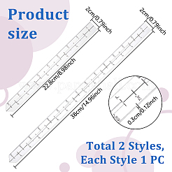 2個 2スタイル アクリル製測定ツール  定規  透明  22.8~38x2x0.3cm  1個/スタイル&nbsp;TOOL-GA0002-05