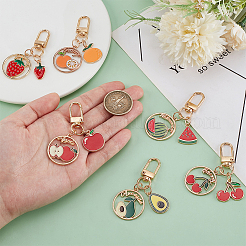 6Pcs 6 Styles Fruits Alloy Enamel Pendant Decorations&nbsp;HJEW-PH0001-87