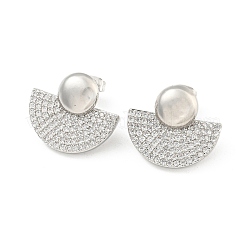 ファン真鍮パヴェクリアキュービックジルコニアスタッドピアス  プラチナ  20.5x23mm&nbsp;EJEW-M258-34P