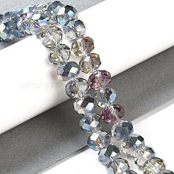 ハーフレインボープレートファセットロンデルガラスビーズ連売り  透明  8x6mm  穴：1mm  約61個/連  15インチ&nbsp;GLAA-A024E-HR01