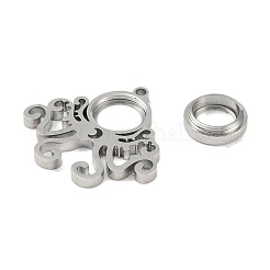 304ステンレススチールロケットペンダント  ガラスと  タコのチャーム  ステンレス鋼色  33x35x6mm  穴：2.2mm&nbsp;STAS-S132-02P