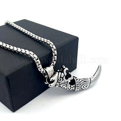 Vintage 304 Stainless Steel Wolf Tooth Shaped Pendant Necklaces for Men&nbsp;CG2118