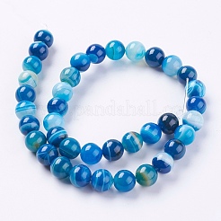 Natural Striped Agate/Banded Agate Beads Strands&nbsp;G-G582-10mm-10