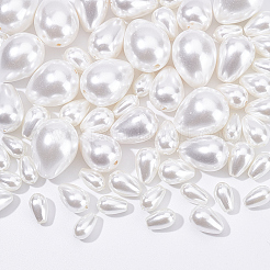 60個4スタイルのシェルパールビーズ  ティアドロップ  ホワイト  7~16x4~12mm  穴：0.8~1.2mm&nbsp;BSHE-NB0001-35