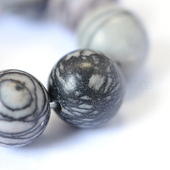 天然ブラックシルクストーン/ネットストーンビーズ連売り  8~8.5mm  穴：1mm  約45~47個/連  15インチ&nbsp;X-G-E334-8mm-05