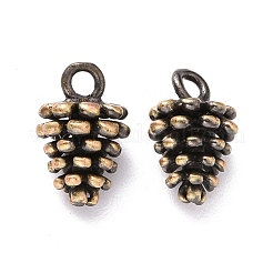 ラックメッキ真鍮チャーム  鉛フリー＆カドミウムフリー  松かさ  ブラッシングアンティークブロンズ  11x7mm  穴：1.5mm&nbsp;KK-F834-07BAB