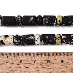 ナチュラルイエローターコイズ（ジャスパー）ビーズ連売り  バレル＆ロンデル  8x10mm  穴：0.9~1.2mm  約50~52個/連  14.57~15.35インチ（37~39cm）  ロンデル：8x4.5~5mm&nbsp;G-Q616-09A