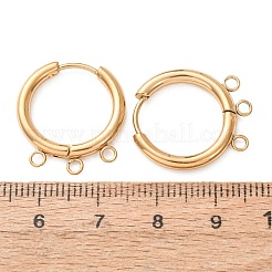 304ステンレススチール製ハギーフープピアス金具  ラウンド  3ループ付き  イオンプレーティング（ip）  長持ちメッキ  ゴールドカラー  21x19x2.5mm  穴：1.8mm&nbsp;STAS-D183-03B-G