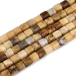 天然黄龍翡翠のビーズ連売り  コラム  4~4.5x4.5~5mm  穴：1mm  約88~91個/連  15.16~15.35''（38.5~39センチメートル）&nbsp;G-T141-83B