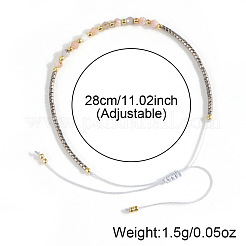 女性用天然ローズクォーツファセットラウンドビーズ編みブレスレット  11インチ（28cm）&nbsp;OH4835