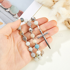 Alloy  Natural Flower Amazonite Beads Pendant Decorations&nbsp;HJEW-HS00104
