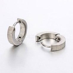 変色しにくいファッショニスタ必携のユニセックス304ステンレススチールフープハギーイヤリング  ステンレス鋼色  12x13x2mm  ピン：1mm&nbsp;EJEW-G138-173P