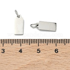 304ステンレススチールチャーム  空白タグのスタンプ  長方形  ステンレス鋼色  12x2x1mm  丸カン：5x1ミリ  3mm内径&nbsp;STAS-B124-01C-P