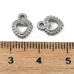 バレンタインデー 304 ステンレススチールチャーム  ハートチャーム  切り取る  ステンレス鋼色  10x7.5x2mm  穴：1.5mm&nbsp;STAS-Z198-02P