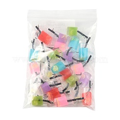 24個6色のプラスチック製模造ドリンクペンダント  内側に樹脂、プラチナメッキの鉄製ループが付いたジュースグラスチャーム  ミックスカラー  26~30x13~15x11mm  穴：1.8mm  4個/カラー&nbsp;CRES-FS0001-27
