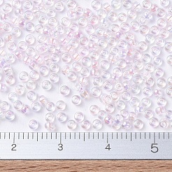 MIYUKIラウンドロカイユビーズ  日本製シードビーズ  11/0  （rr265)透明な淡いピンクab  11/0  2x1.3mm  穴：0.8mm  約50000個/ポンド&nbsp;SEED-G007-RR0265