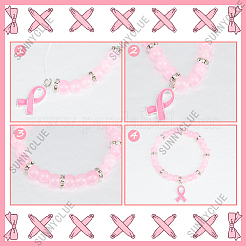 DIY Breast Cancer Awareness Bracelet Making Kit&nbsp;DIY-SC0021-74
